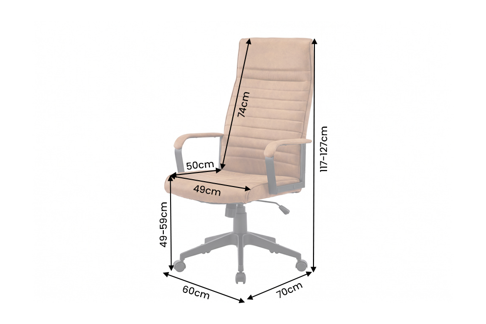 Bürostuhl LAZIO 49-59cm mit Wippfunktion Mikrofaser Vintage Braun