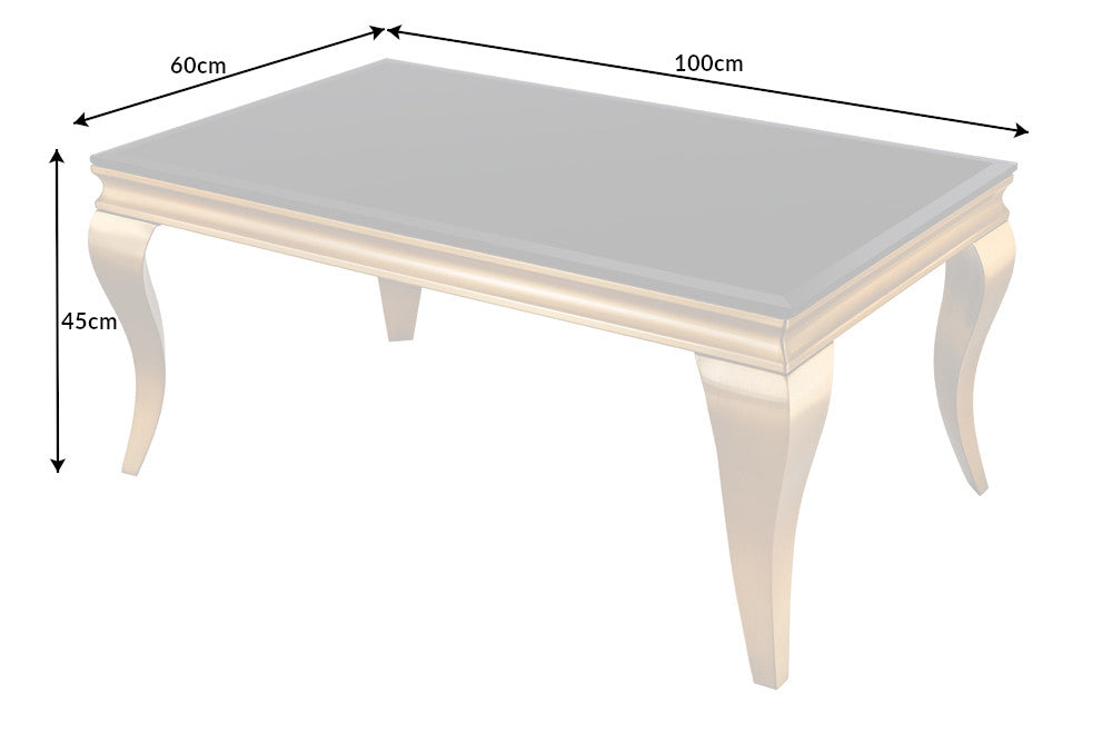 Couchtisch MODERN BAROCK 100cm gehärtetes Opalglas schwarz gold