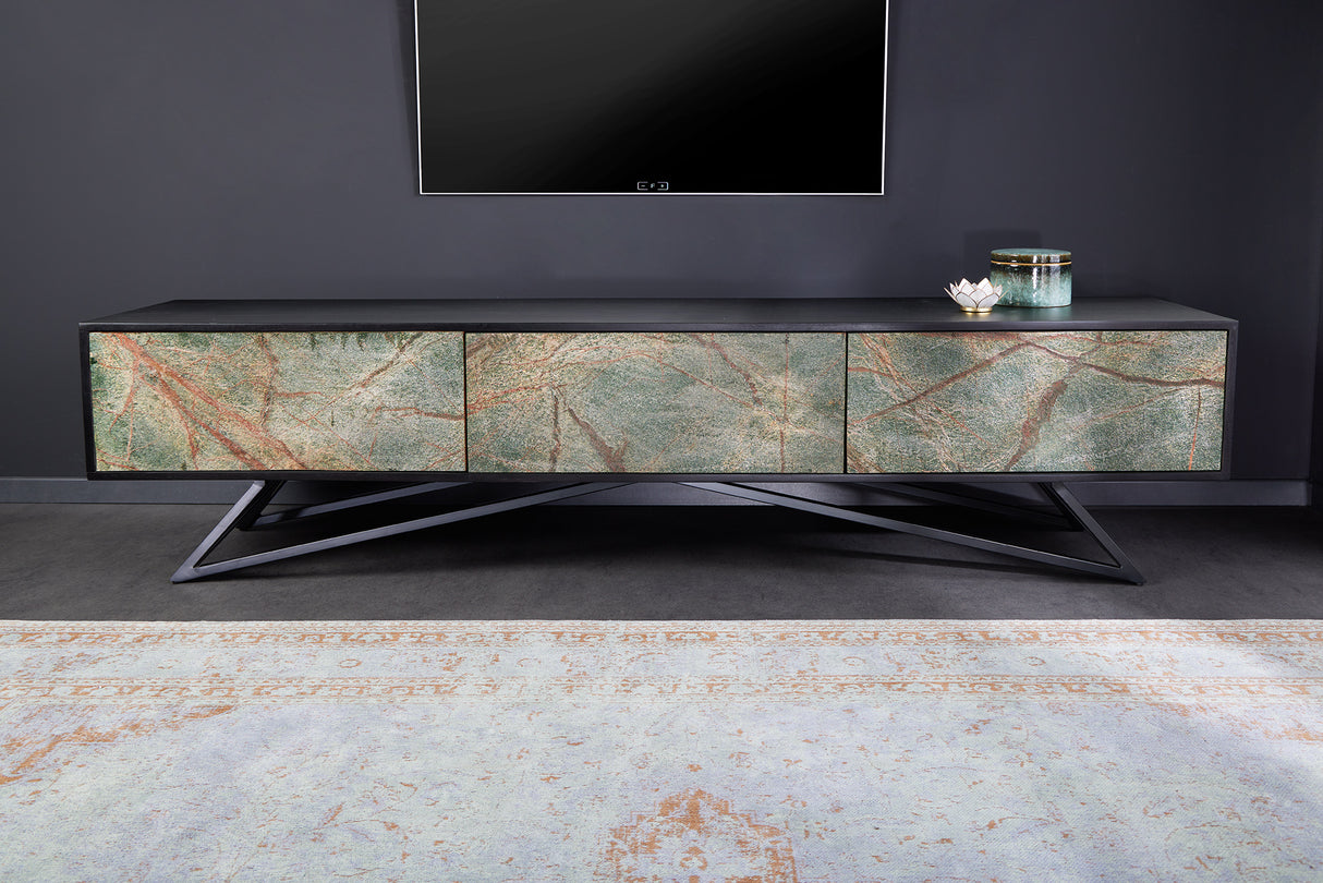 TV-Board MOUNTAIN SOUL 200cm Akazie Natursteinoptik schwarz