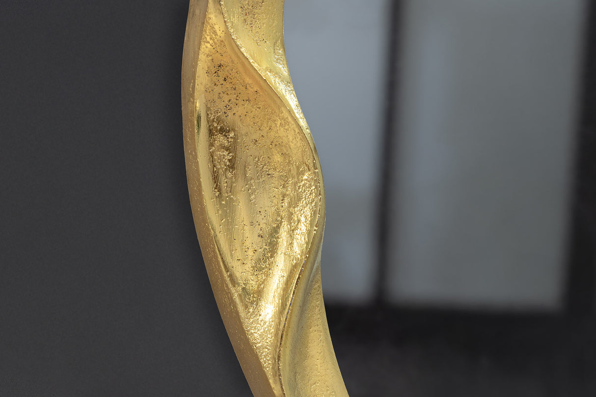 Wall mirror PORTRAIT 55cm wavy frame gold metal handmade