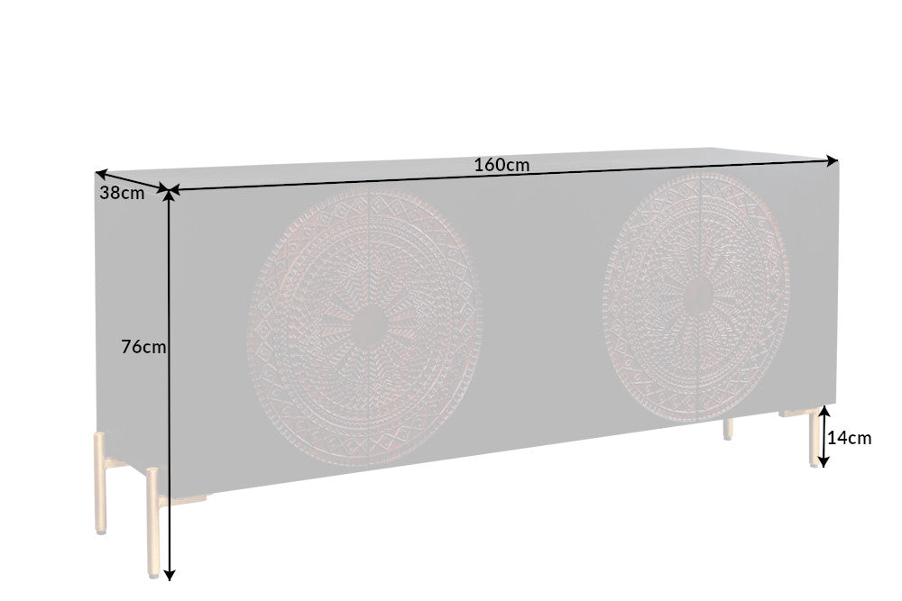 Sideboard MANDALA 160cm Mangoholz braun schwarz