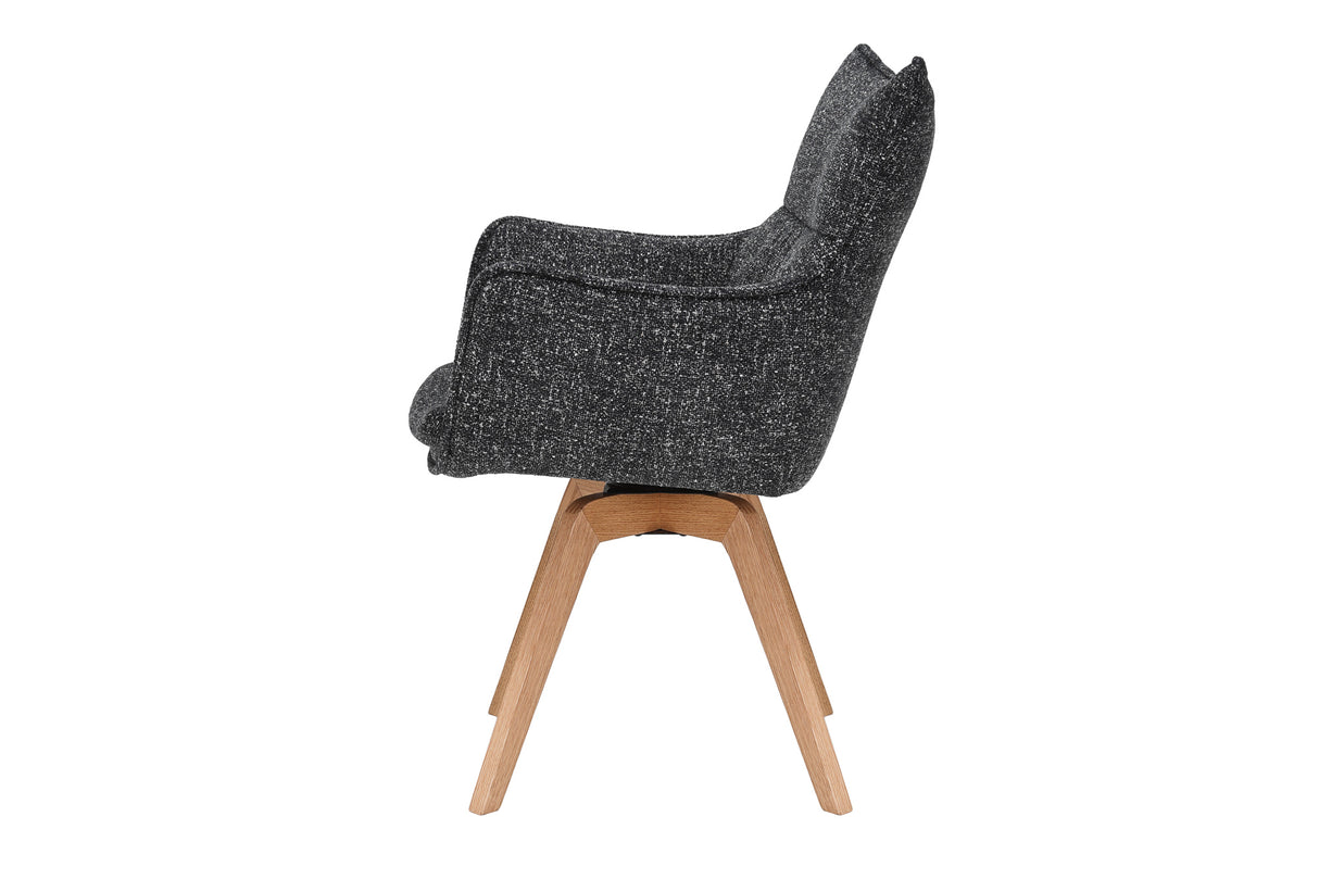 Drehstuhl VOGUE 360° mit Armlehnen Strukturstoff anthrazit mit Eichengestell natur