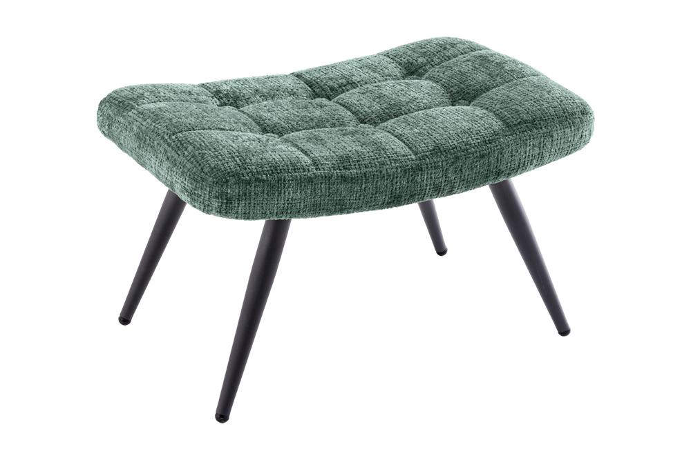 Stool SCANDINAVIA w/ black metal legs chenille fabric green