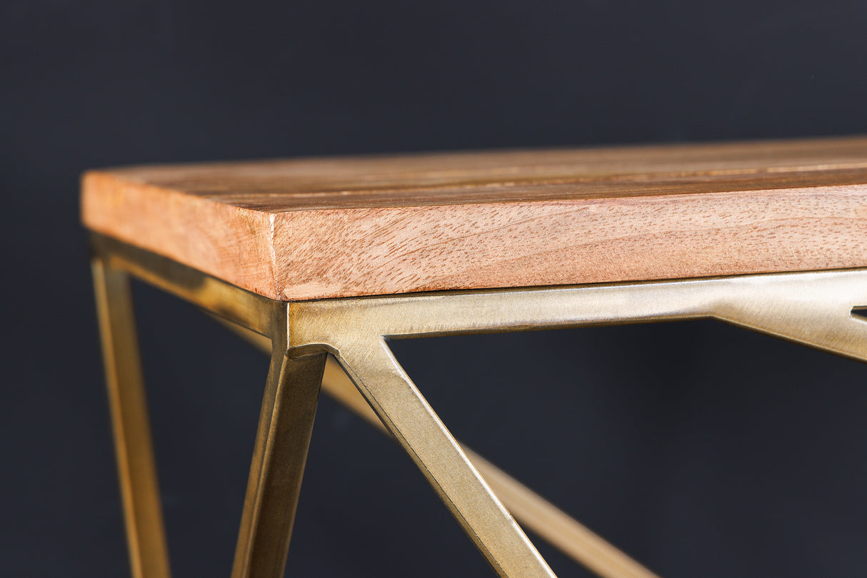 Konsole DIAMOND 120cm Eisen in Messingoptik Platte Mangoholz