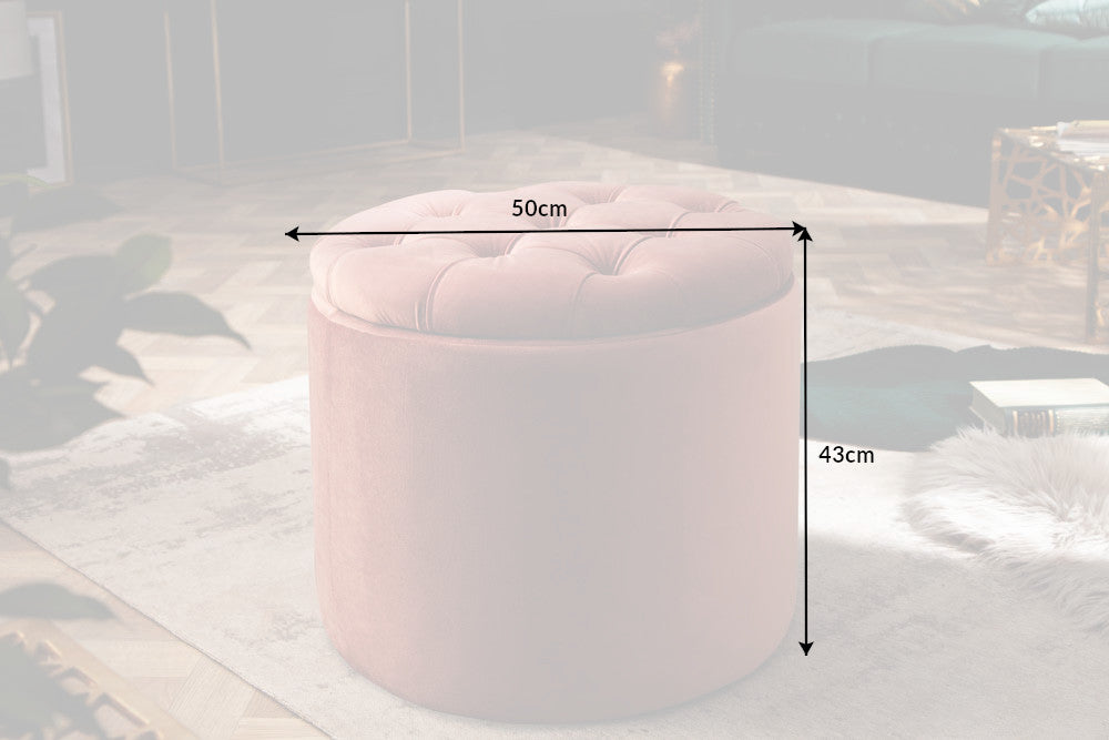 Stool MODERN BAROCK STORAGE 50cm velvet dusky pink