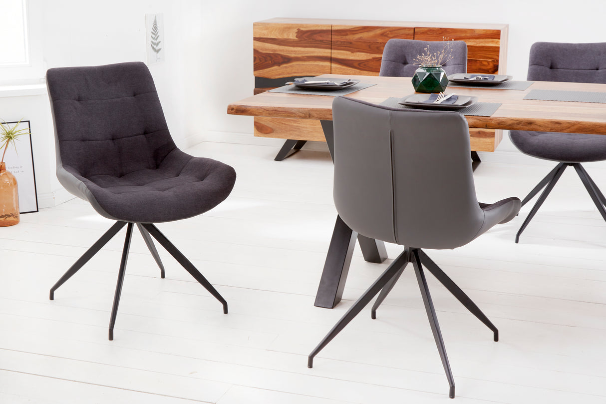 Chair DIVANI retro style microfibre dark grey