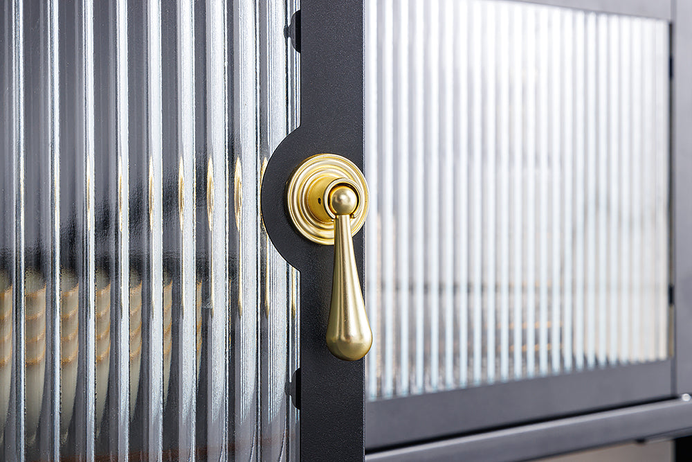 Display cabinet AMSTERDAM 90cm ribbed glass black