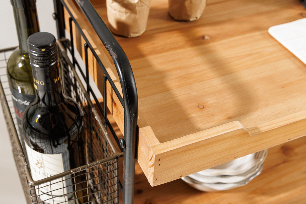 Trolley SEVEN SEAS 80cm w/ removable trays pine wood and painted iron