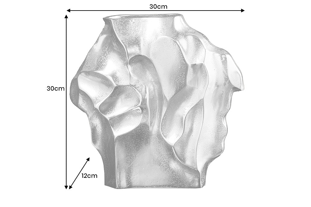 Vase LIQUID 30cm Hammerschlageffekt silber