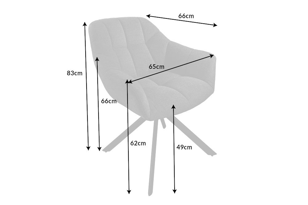 Swivel chair PAPILLON rotatable 180° w/ armrests textured fabric anthracite