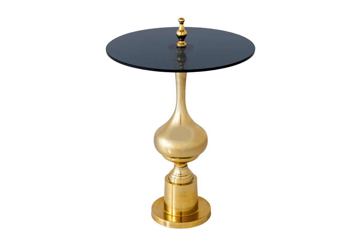 Side table ABSTRACT 65cm gold with glass plate