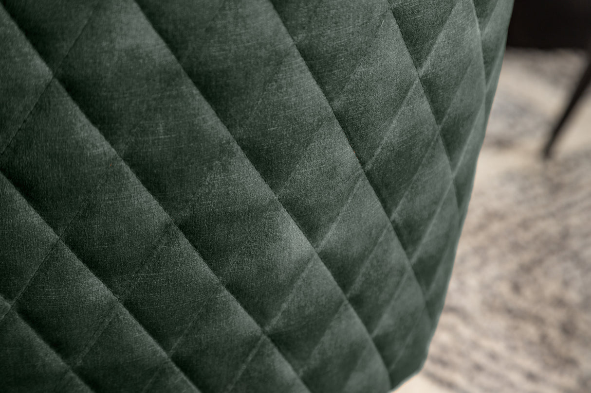 Swivel chair EUPHORIA rotatable 180° with armrests velvet dark green