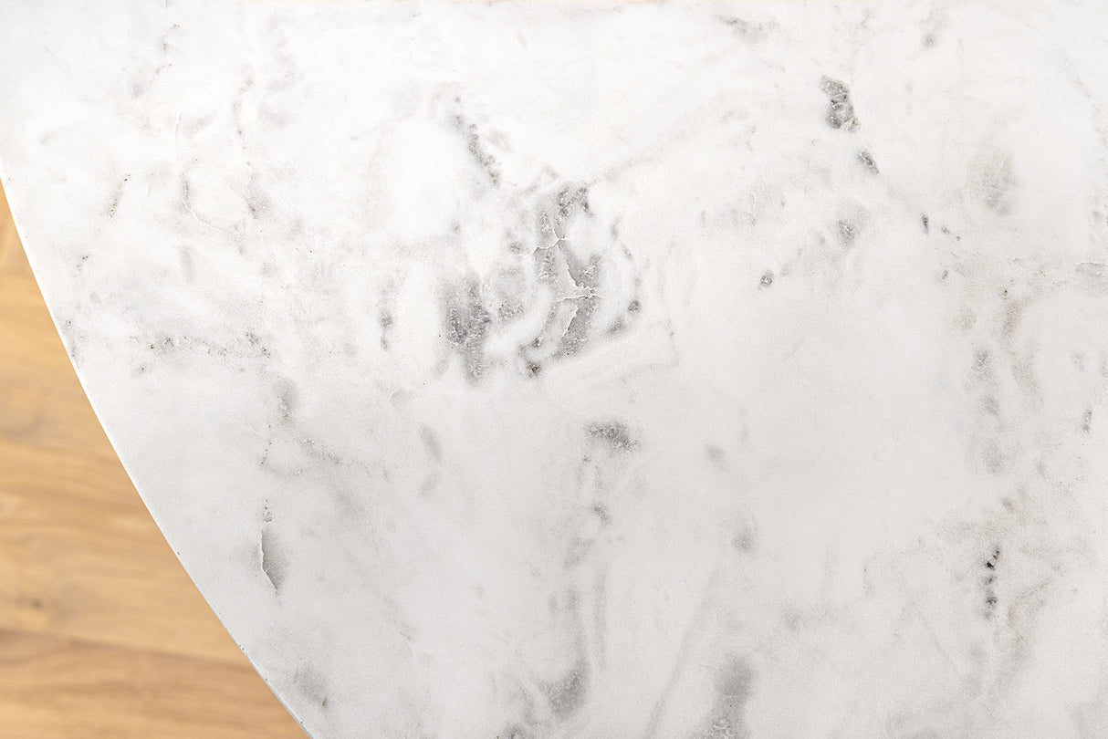 Dining table ELEGANCIA Ø 100cm iron base copper and marble top white