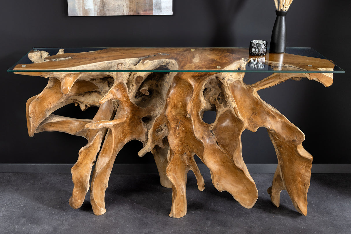 Console ROOT 150cm teak wood rack w/o glass plate