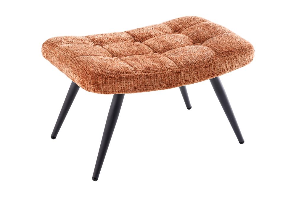 Stool SCANDINAVIA w/ black metal legs chenille fabric rust brown