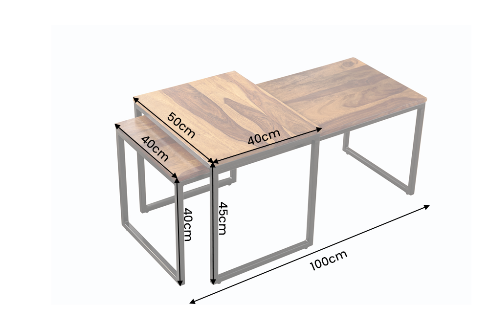 Coffee table ELEMENTS 40/100cm set of 2 sheesham wood natural stone finish