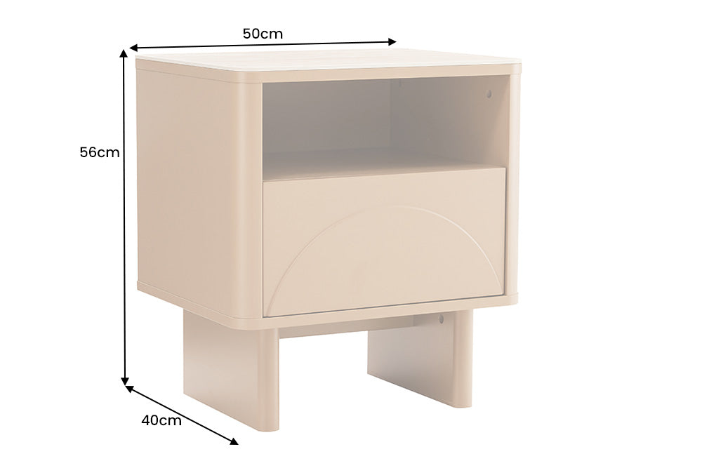 Nachttisch SAVOY 50 cm 3D Natur mit Travertin-Marmor-Keramikplatte