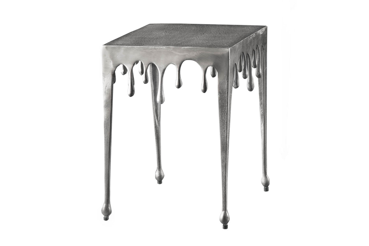 Side table LIQUID LINE S 45cm square silver