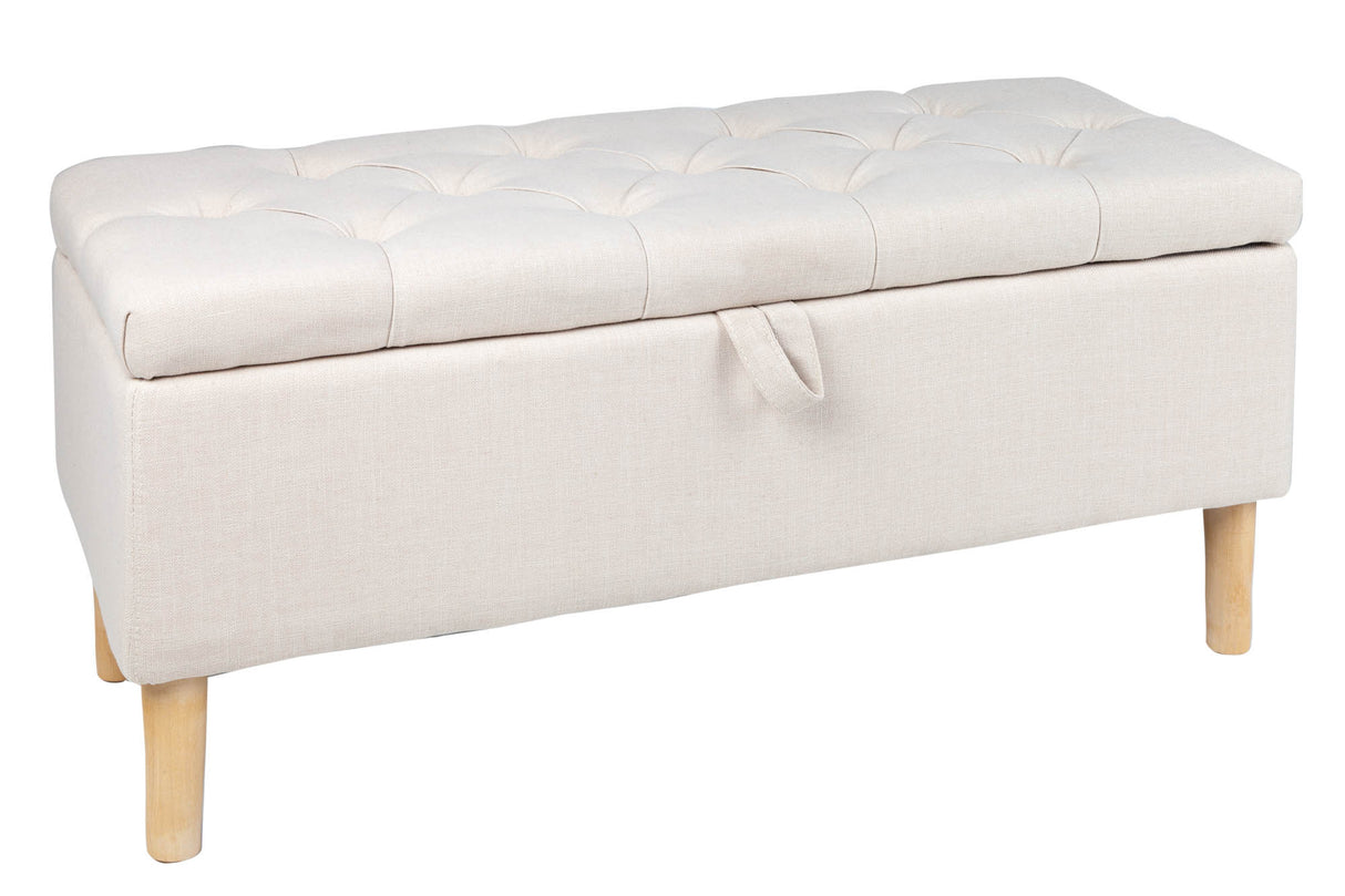 Sitzbank Spind CASTLE 100cm Strukturstoff beige im Landhausstil