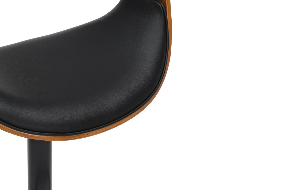 Bar stool ORGANIC 89-100cm rotatable w/ armrests artificial leather and walnut wood look