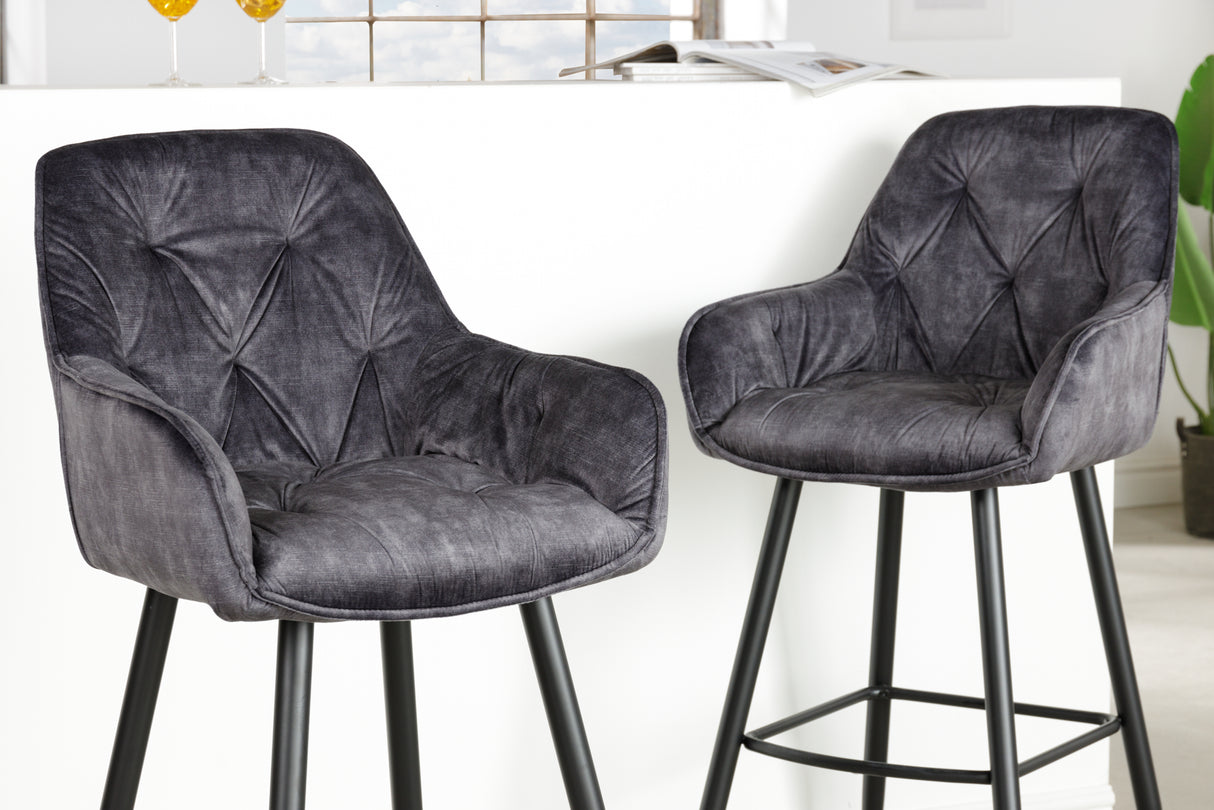 Bar stool MILANO 75cm velvet grey