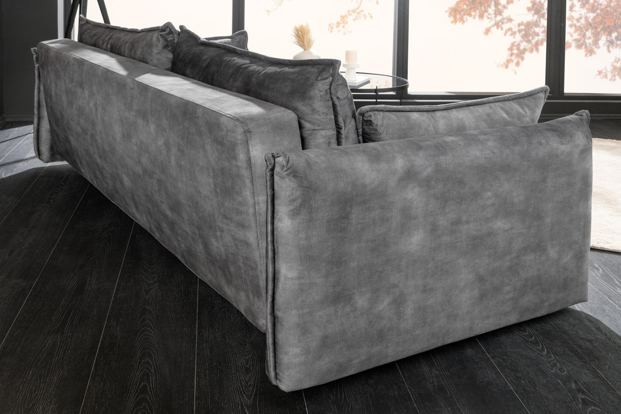 Sofa bed APARTMENT 215cm 3-seater velvet grey