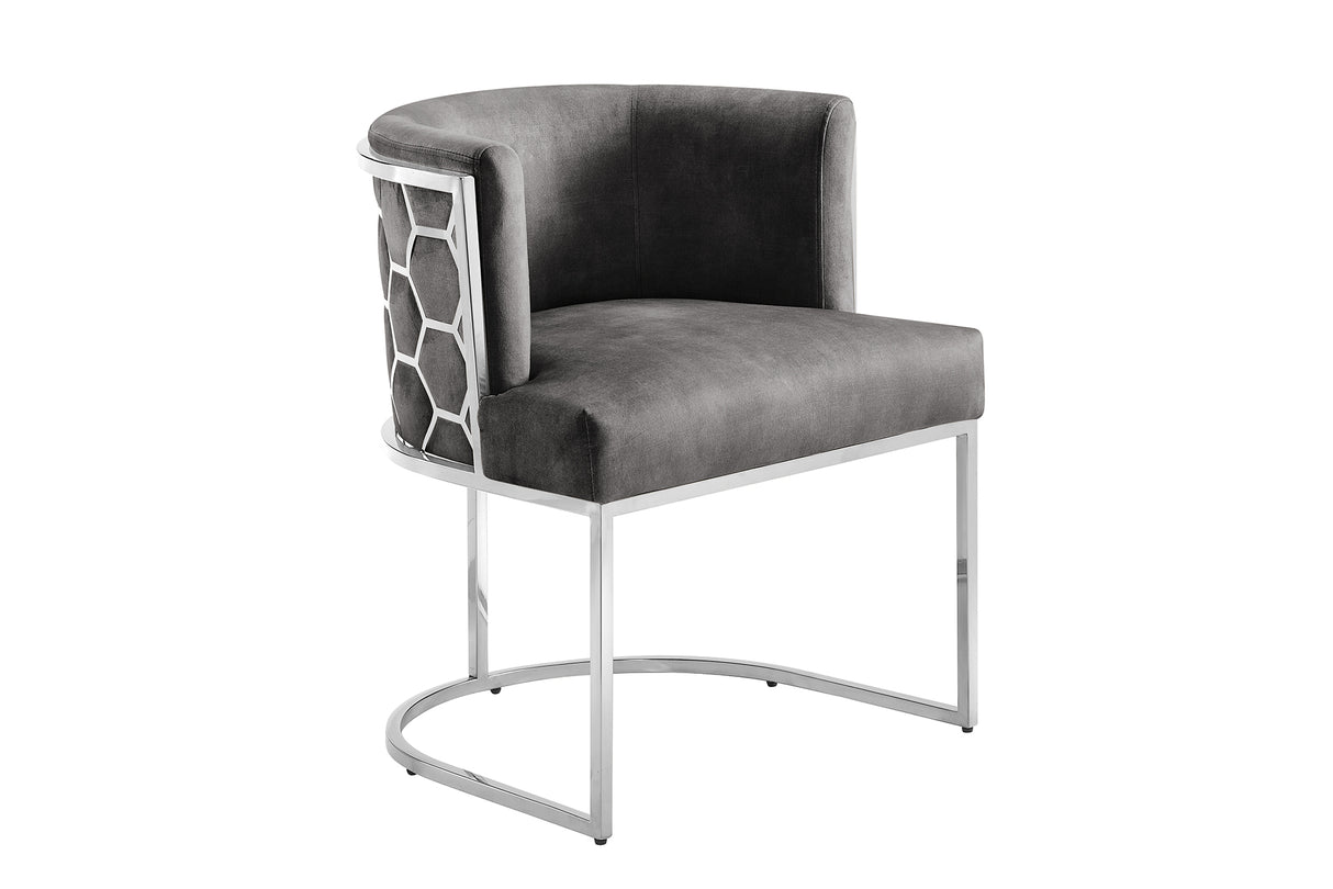 Stuhl ELEGANCE, samtgrau mit silberfarbenem Edelstahlgestell