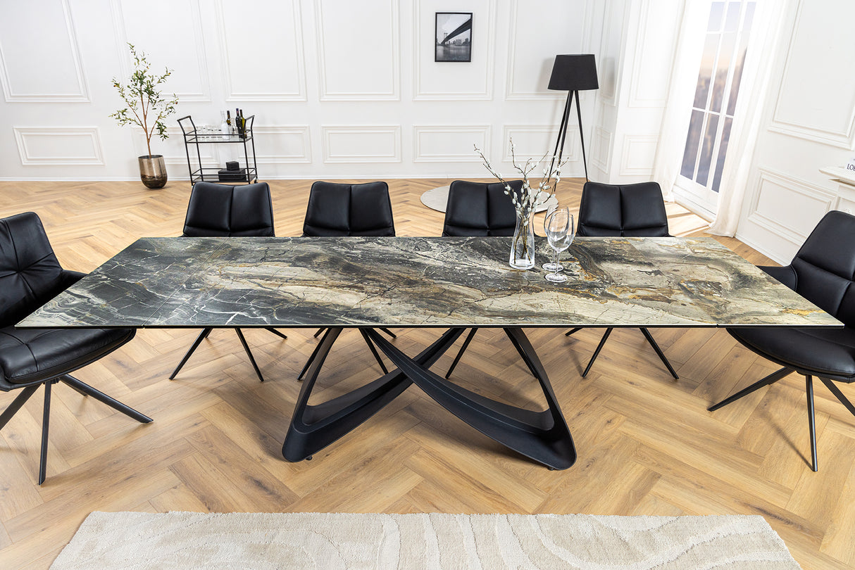 Esstisch INFINITY 180-220-260cm ausziehbar Keramik Marmoroptik taupe