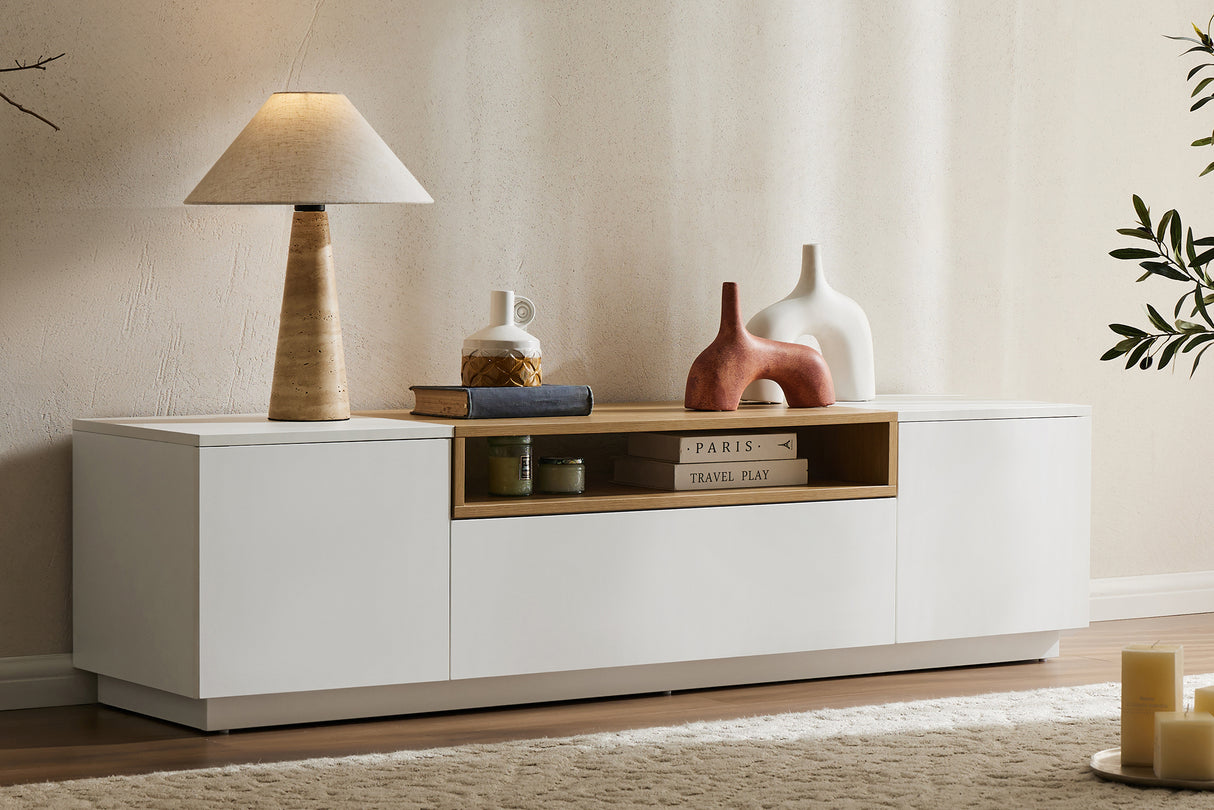 TV-Board LOFT 160cm white natural