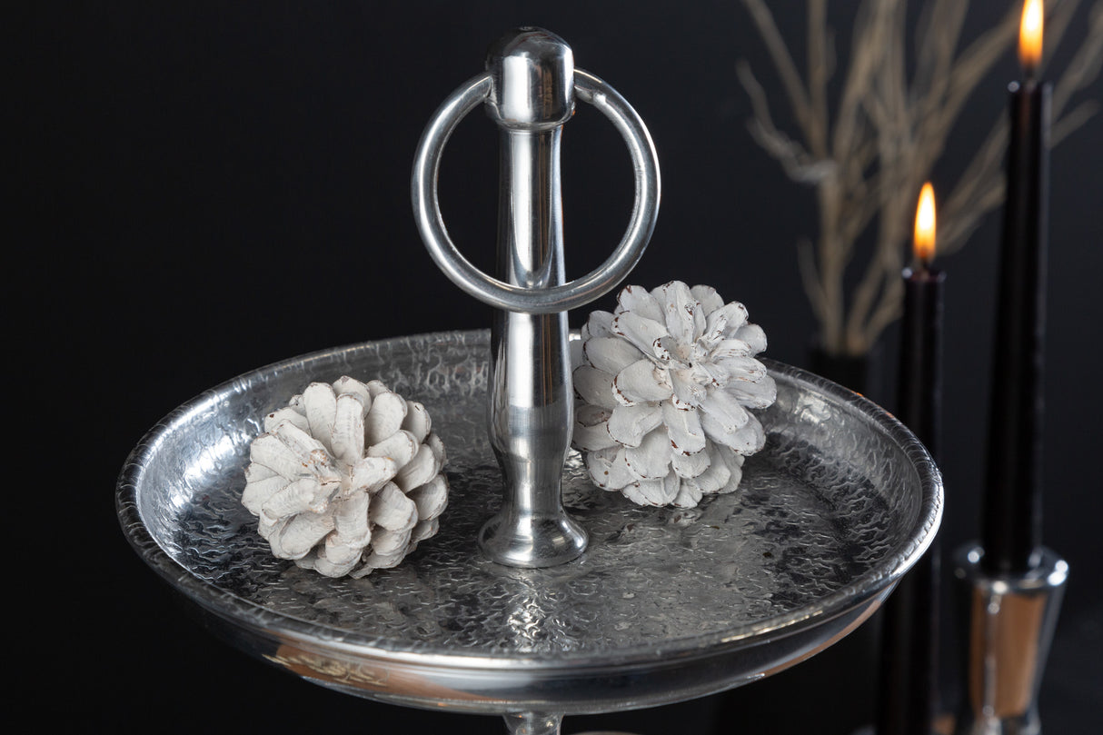 Etagere ORIENT 50cm 3 trays with hammer stroke effect silver