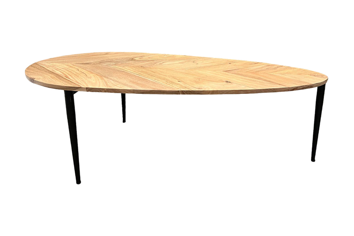 Coffee table ADLON set of 2 acacia wood natural and marble white