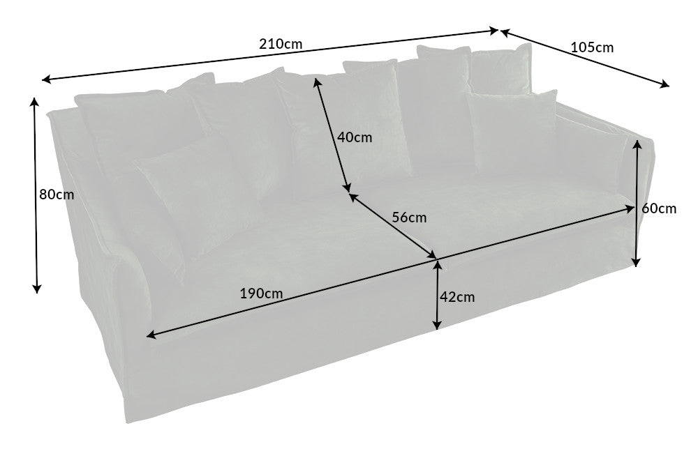 Sofa HEAVEN 200cm 3-Sitzer Federkern abnehmbarer Bezug Samt dunkelgrün