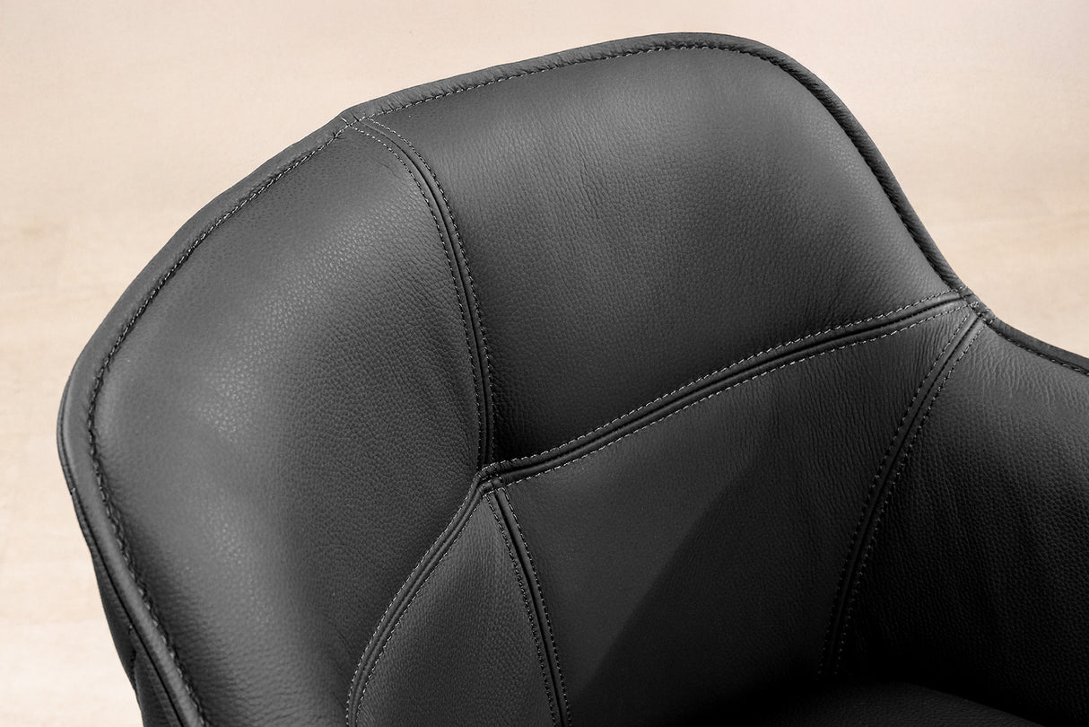 Swivel chair EUPHORIA rotatable 180° with armrests leather black