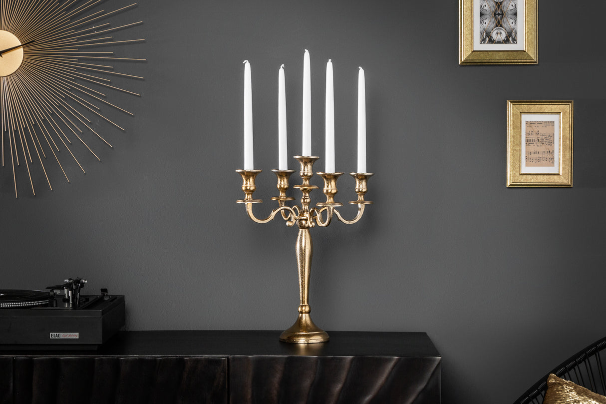 Candleholder MODERN BAROCK 40cm 5-armed gold