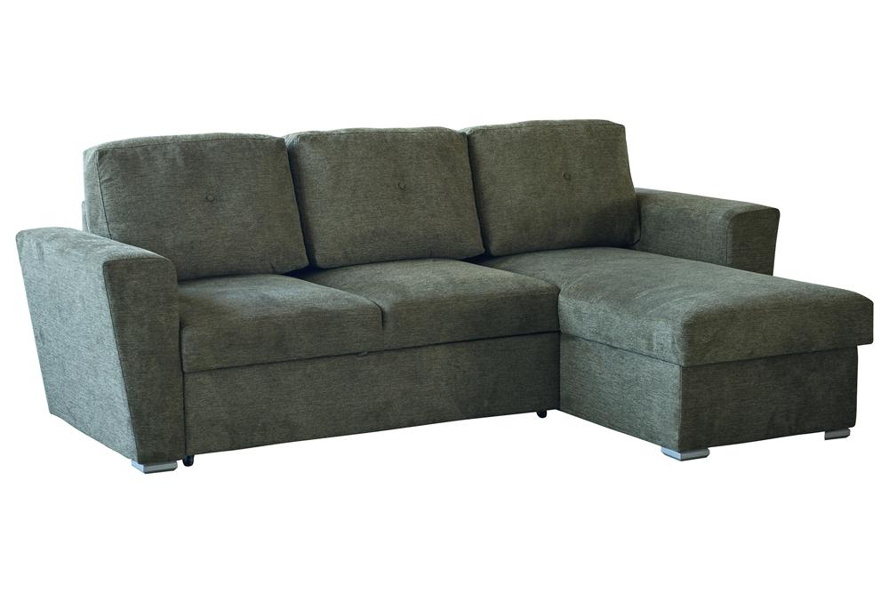 Schlafsofa APARTMENT 245cm 3-Sitzer mit Ottomane und Stauraum strukturierter Stoff grün