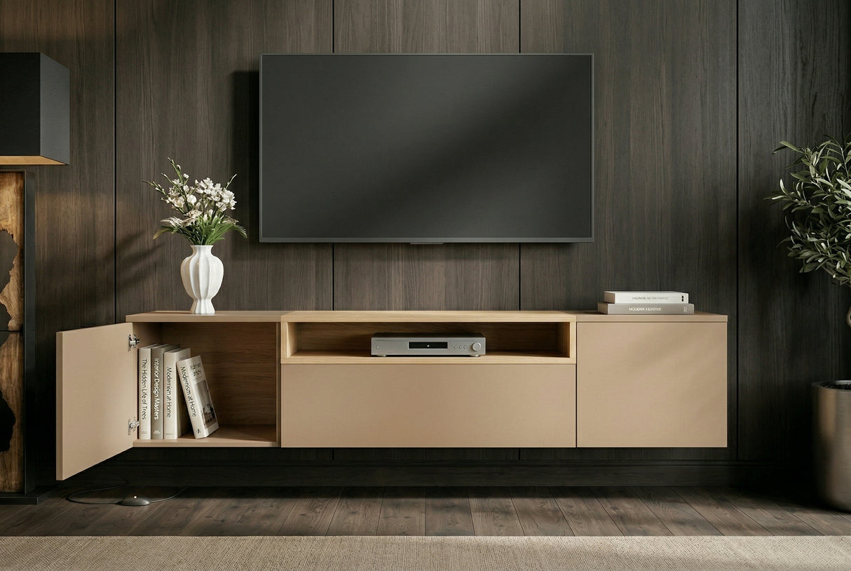 TV-Wand LOFT 160 cm hängend naturgrau