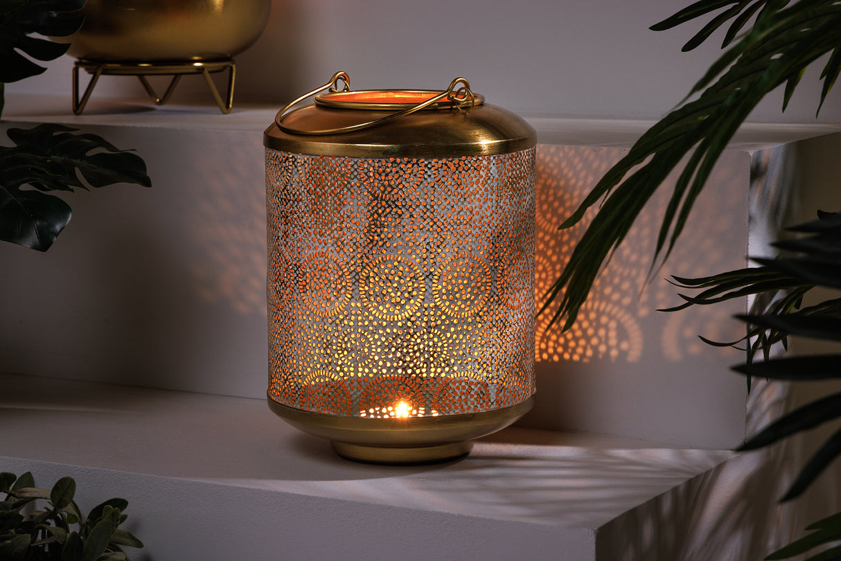 Lantern ORIENT 25cm gold with patina