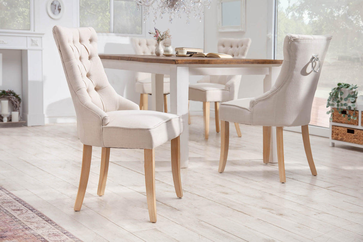 Stuhl CASTLE mit Komfortgriff Leinenbeige im Landhausstil