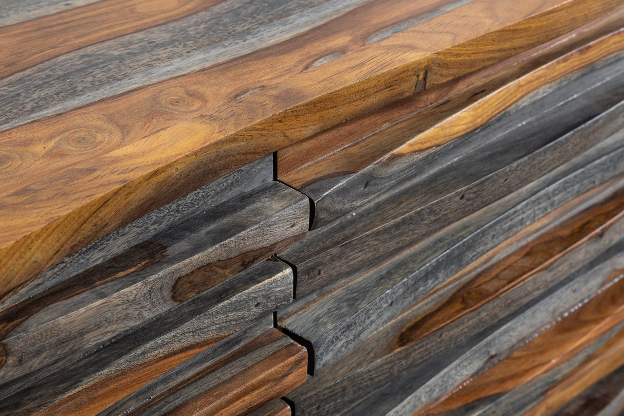 Sideboard RELIEF 160cm Sheesham Holz Rauchoptik