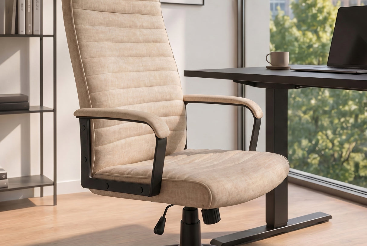 Bürostuhl LAZIO 49-59cm mit Wippfunktion Samt Velours Beige