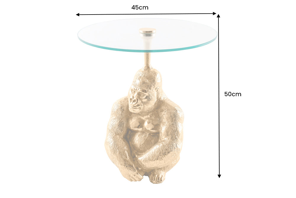 Beistelltisch KONG 50cm gold mit 45cm Glasplatte