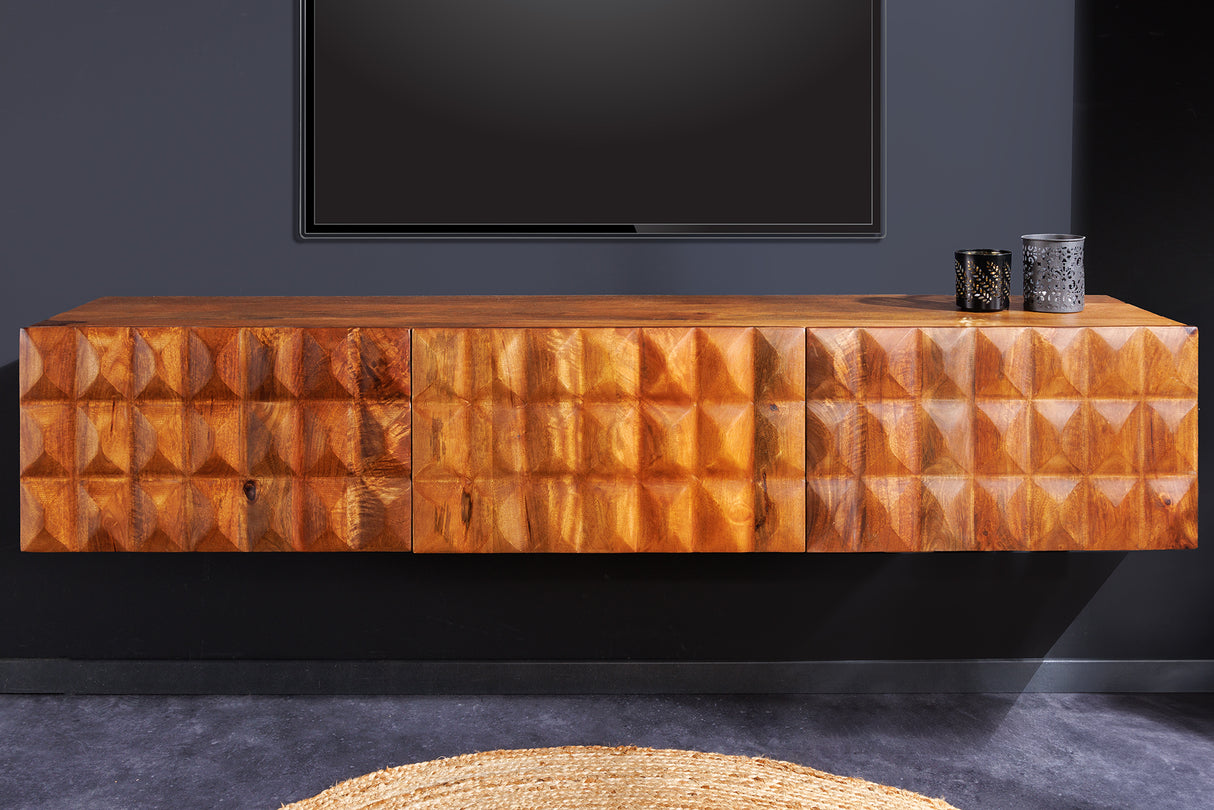 TV-Board VULCANO 160cm 3D hängend Mangoholz