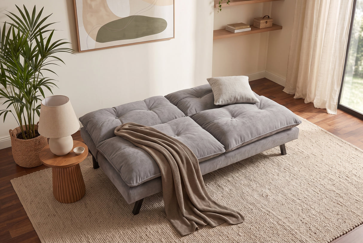 Sofa bed COCOONING 190cm 3-seater chenille grey