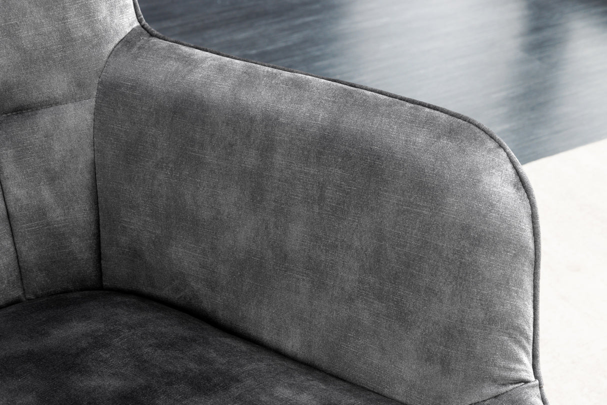 Armchair SCANDINAVIA with armrests velvet grey