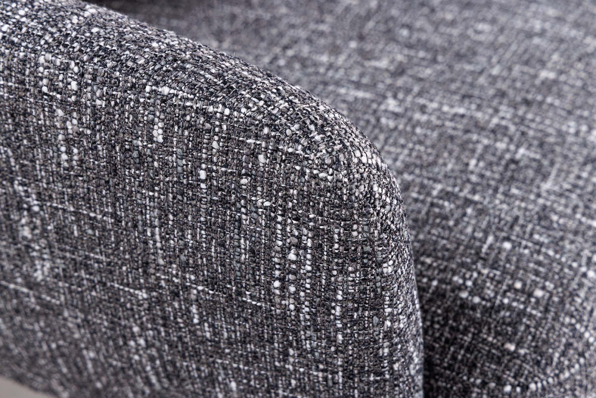 Swivel chair BIG GEORGE 360° auto return textured fabric grey w/ oak wood frame