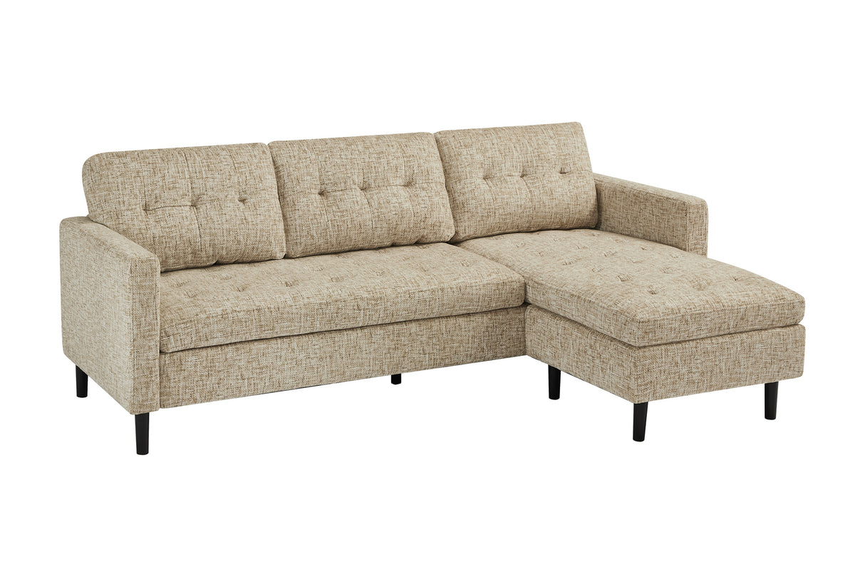 Ecksofa STOCKHOLM 220cm 3-Sitzer Federkern Strukturstoff beige