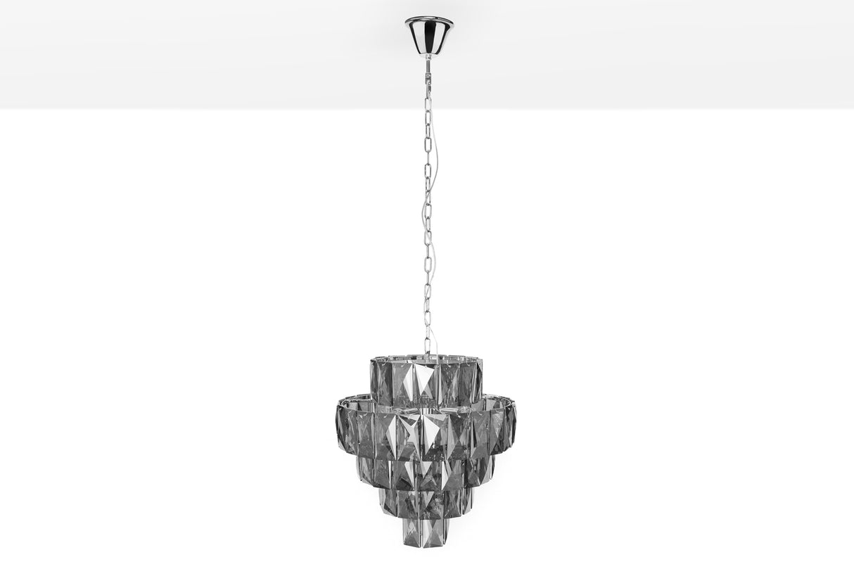 Chandelier KRISTALL 50cm 75 glass prisms noble grey