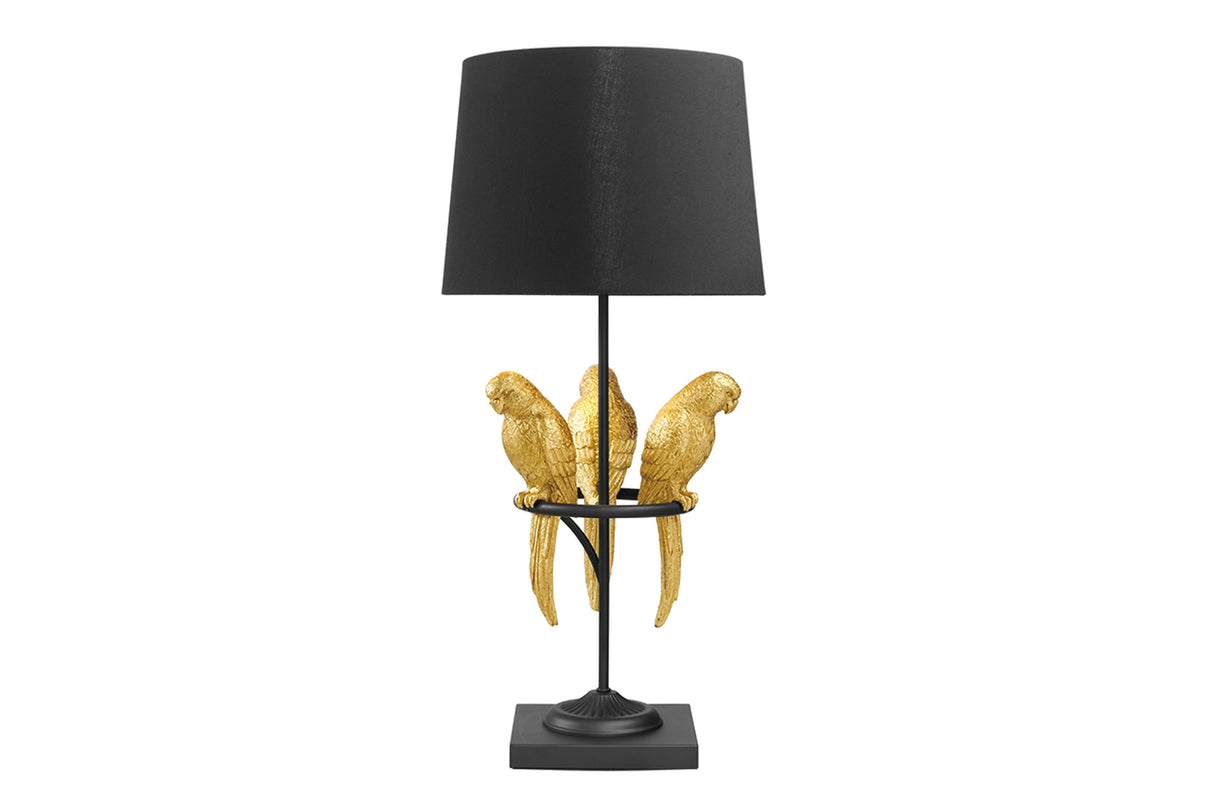 Table lamp WILDLIFE 75cm golden parrots polyresin