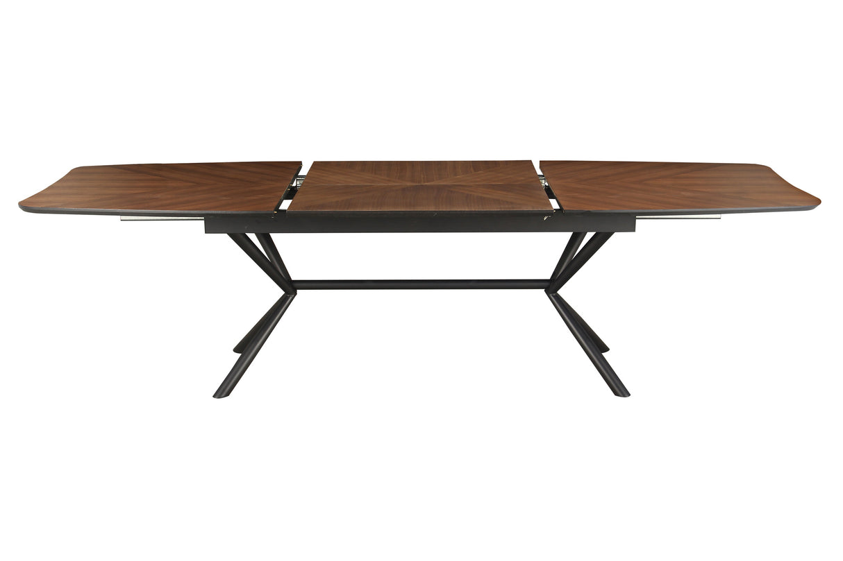 Dining table GRANDEZZA 180-270cm extendable natural walnut look w/ black metal frame