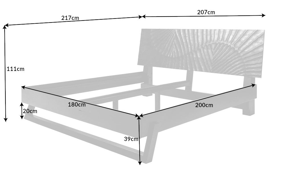 Bed SCORPION 180x200cm 3D mango wood black